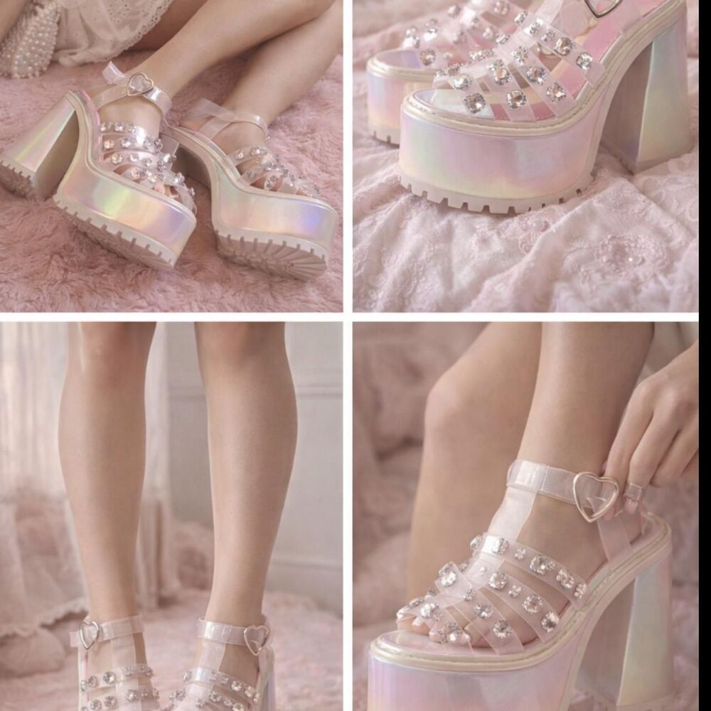 Sugar Thrillz Dolls Kill Self Love Club Platform Heels – Size 7 – Like New - Picture 2 of 8